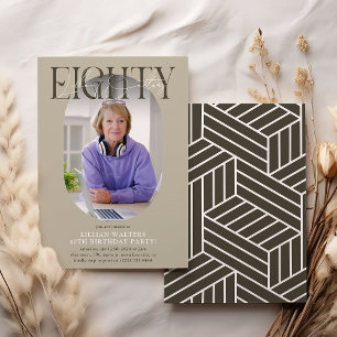 Moderne ovale foto & handtekening 80e verjaardag kaart