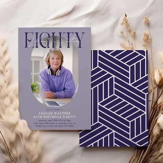 Moderne ovale foto & handtekening 80e verjaardag kaart