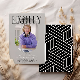 Moderne ovale foto & handtekening 80e verjaardag kaart