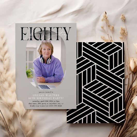 Moderne ovale foto & handtekening 80e verjaardag kaart