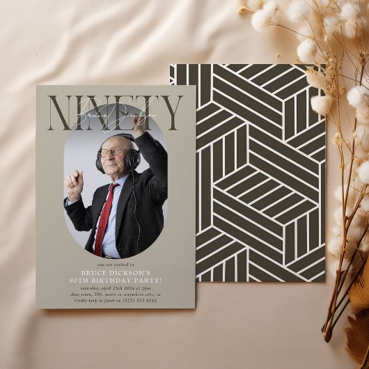 Moderne ovale foto & handtekening 90ste verjaardag kaart