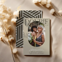 Moderne ovale foto & handtekening dubbele verjaard kaart