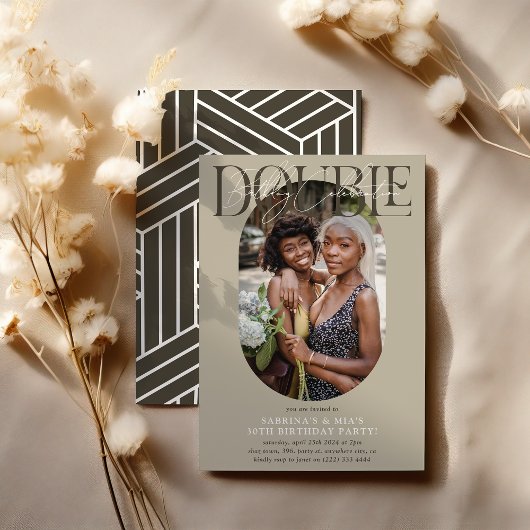 Moderne ovale foto & handtekening dubbele verjaard kaart