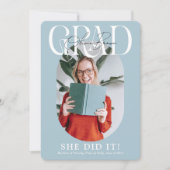 Moderne Ovale Foto & Handtekening Graduation Party Kaart (Voorkant)