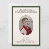 Moderne ovale groene middelbare schoolfoto afgestu aankondiging (Achterkant)