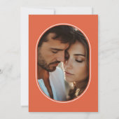 Moderne Ovale Lijst Foto Zonsondergang Oranje Brui Save The Date (Achterkant)