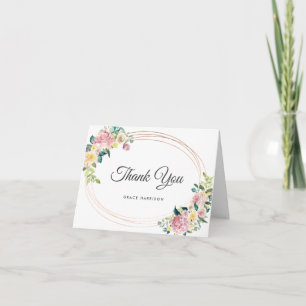 Moderne ovale lijst pastel bloemen bedankkaart