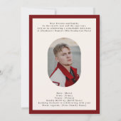 Moderne ovale rode eindexamenfoto middelbare schoo kaart (Achterkant)