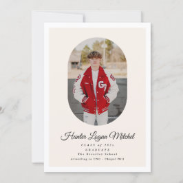 Moderne ovale script middelbare school foto afstud kaart