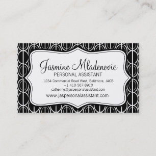 Moderne ovalen zwart-wit visitekaartje