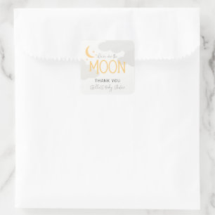 Moderne Over De Maan Baby Shower Vierkante Sticker