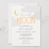 Moderne Over The Moon Baby Shower Kaart (Voorkant)