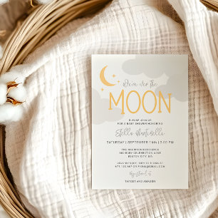 Moderne Over The Moon Baby Shower Kaart