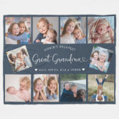 Moderne overgrootmoeder 10 foto collage cute hart fleece deken (Voorkant (Horizontaal))