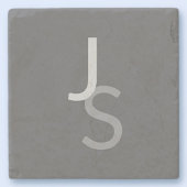 Moderne overlappende gemonogrammeerde initialen | stenen onderzetter