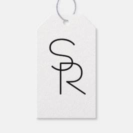 Moderne Overlappende Initialen Cadeaulabel