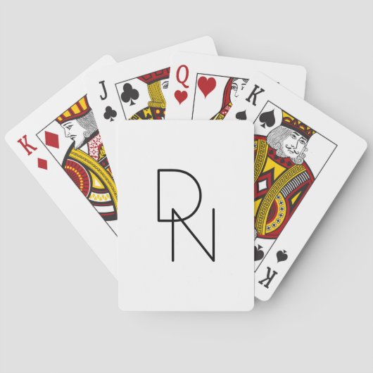 Moderne Overlappende Initialen Pokerkaarten (Achterkant)