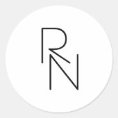 Moderne Overlappende Initialen Ronde Sticker (Voorkant)