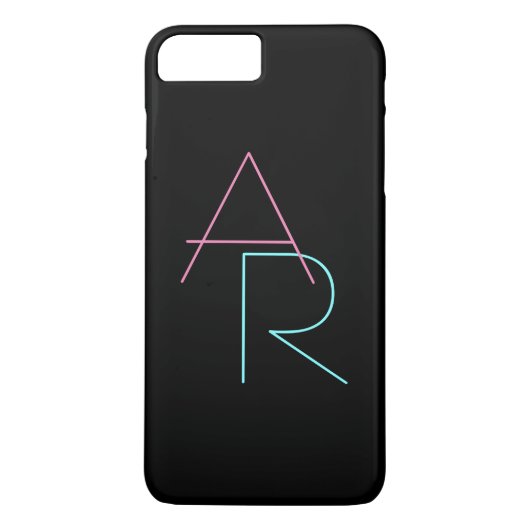 Moderne overlappende Initialen | Roze Turquoise Bl Case-Mate iPhone Case (Achterkant)