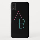 Moderne overlappende Initialen | Roze Turquoise Bl Case-Mate iPhone Case (Achterkant)