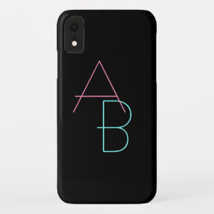 Moderne overlappende Initialen Roze Turquoise Bl Case-Mate iPhone Case
