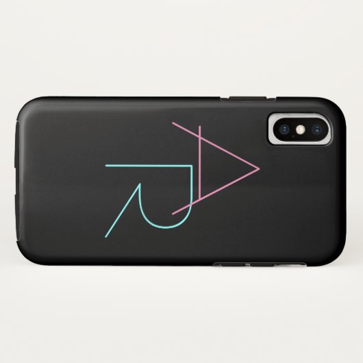 Moderne overlappende Initialen | Roze Turquoise Bl Case-Mate iPhone Case (Achterkant (horizontaal))