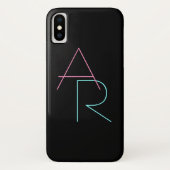 Moderne overlappende Initialen | Roze Turquoise Bl Case-Mate iPhone Case (Achterkant)