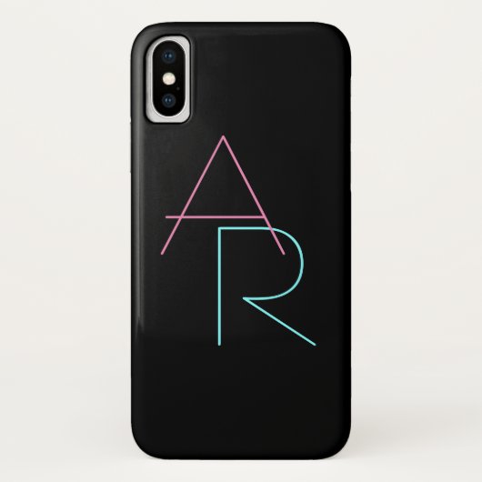 Moderne overlappende Initialen | Roze Turquoise Bl Case-Mate iPhone Case (Achterkant)