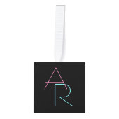 Moderne overlappende Initialen | Roze Turquoise Bl Decoratie (Voorkant)