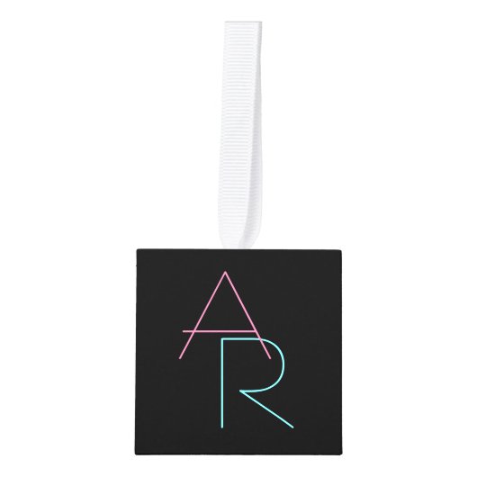 Moderne overlappende Initialen | Roze Turquoise Bl Decoratie (Voorkant)