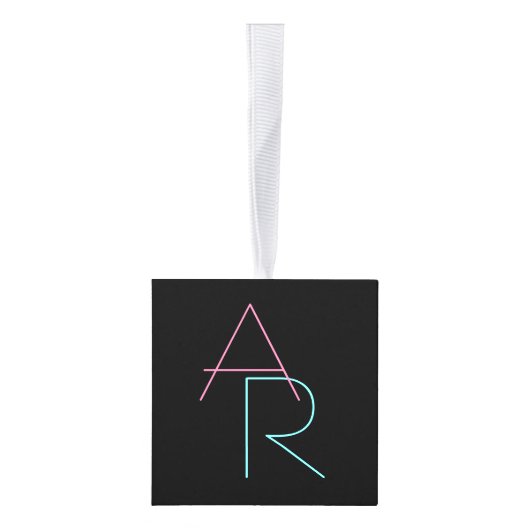 Moderne overlappende Initialen | Roze Turquoise Bl Decoratie (Rechts)