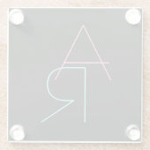 Moderne overlappende Initialen | Roze Turquoise Bl Glazen Onderzetter (Achterkant)