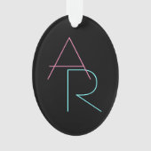 Moderne overlappende Initialen | Roze Turquoise Bl Ornament (voorkant)