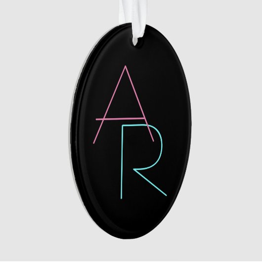 Moderne overlappende Initialen | Roze Turquoise Bl Ornament (voorkant)