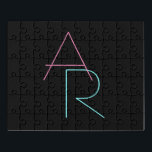 Moderne overlappende Initialen | Roze Turquoise Bl Puzzel<br><div class="desc">Koel,  moderne overlappende initialen.</div>