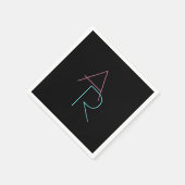 Moderne overlappende Initialen | Roze Turquoise Bl Servet (Hoek)