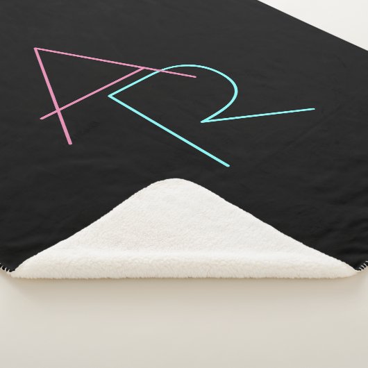 Moderne overlappende Initialen | Roze Turquoise Bl Sherpa Deken (3/4)