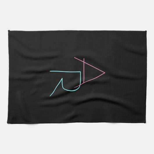 Moderne overlappende Initialen | Roze Turquoise Bl Theedoek (Horizontaal)