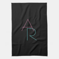 Moderne overlappende Initialen | Roze Turquoise Bl