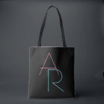 Moderne overlappende Initialen | Roze Turquoise Bl Tote Bag<br><div class="desc">Koel,  moderne overlappende initialen.</div>