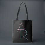 Moderne overlappende Initialen | Roze Turquoise Bl Tote Bag<br><div class="desc">Koel,  moderne overlappende initialen.</div>