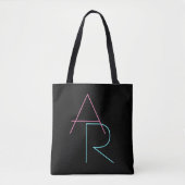 Moderne overlappende Initialen | Roze Turquoise Bl Tote Bag (Voorkant)