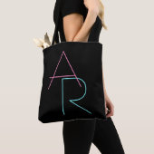 Moderne overlappende Initialen | Roze Turquoise Bl Tote Bag (Dichtbij)