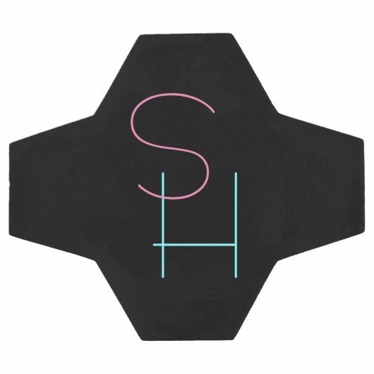 Moderne overlappende Initialen | Roze Turquoise Bl Voetbal (Enkel)