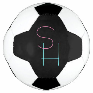Moderne overlappende Initialen Roze Turquoise Bl Voetbal
