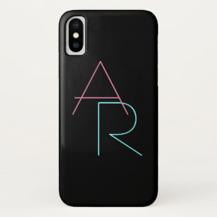 Moderne overlappende initialen   Roze Turquoise Zw Case-Mate iPhone Case