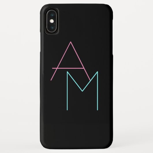 Moderne overlappende initialen | Roze Turquoise Zw Case-Mate iPhone Case (Achterkant)