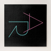 Moderne overlappende initialen | Roze Turquoise Zw Legpuzzel (Horizontaal)