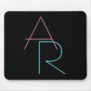 Moderne Overlappende Initialen   Roze Turquoise Zw Muismat