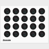 Moderne overlappende initialen | Roze Turquoise Zw Ronde Sticker (Vel)